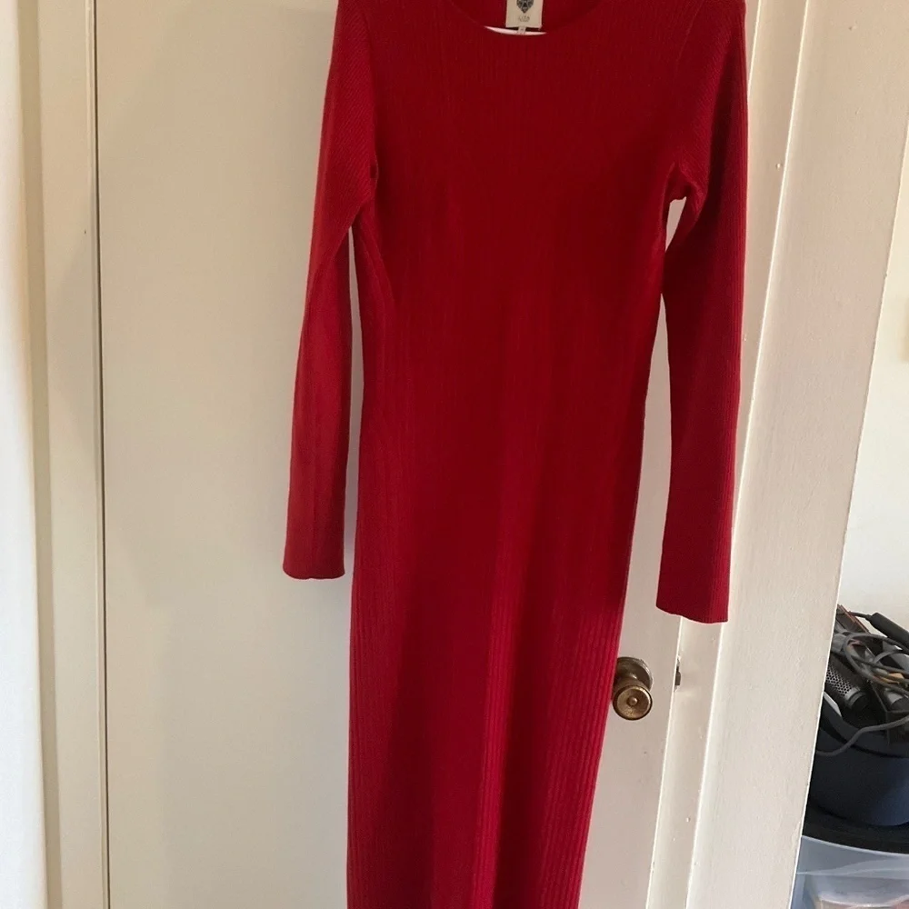 LITA BY CIARA BELLA Slim fit MERINO WOOL SWEATER DRESS Red - Picture 6 of 7